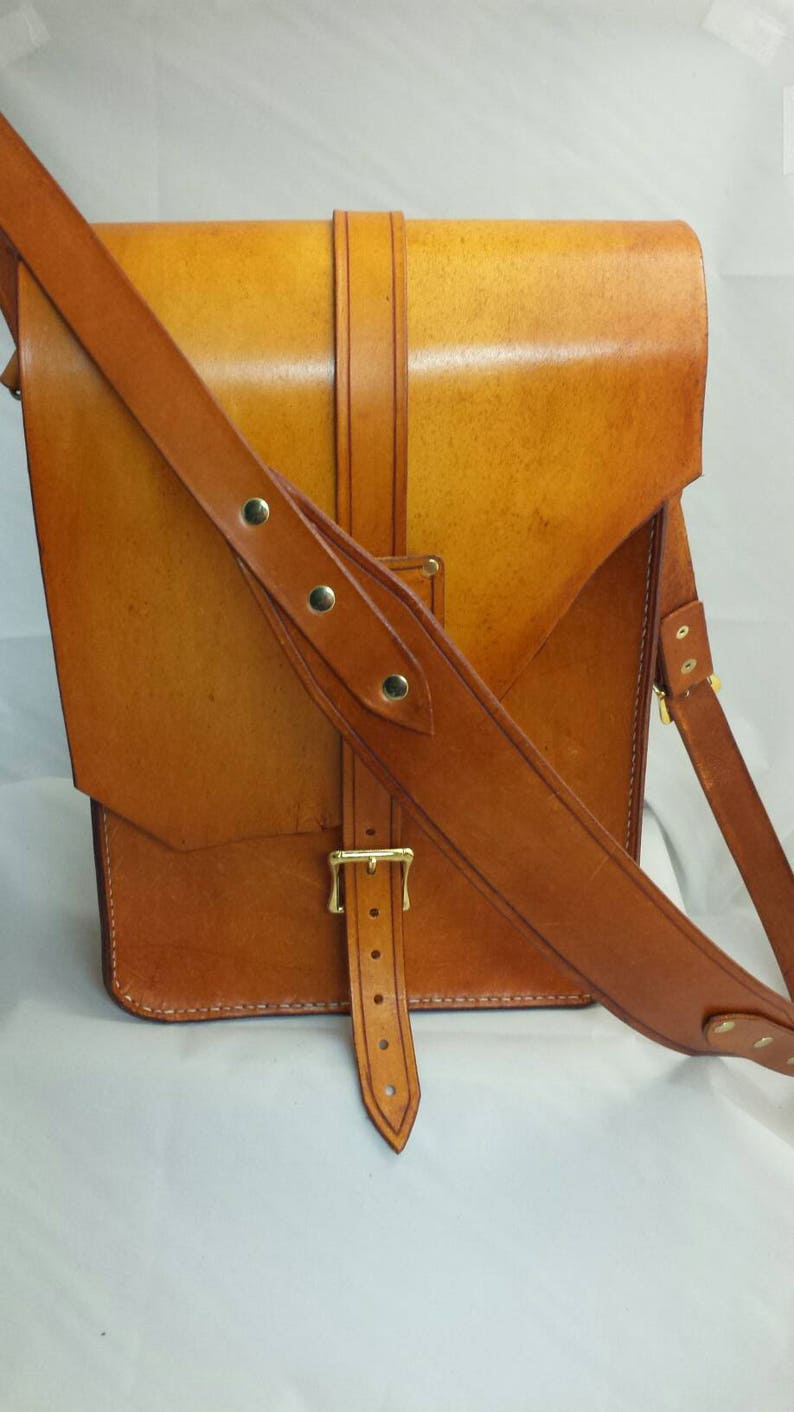 Custom Leather Vertical Messenger Bag Etsy