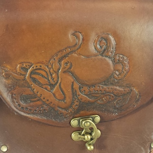 Kraken/octopus  Hand-tooled Leather Steampunk pouch or sporran