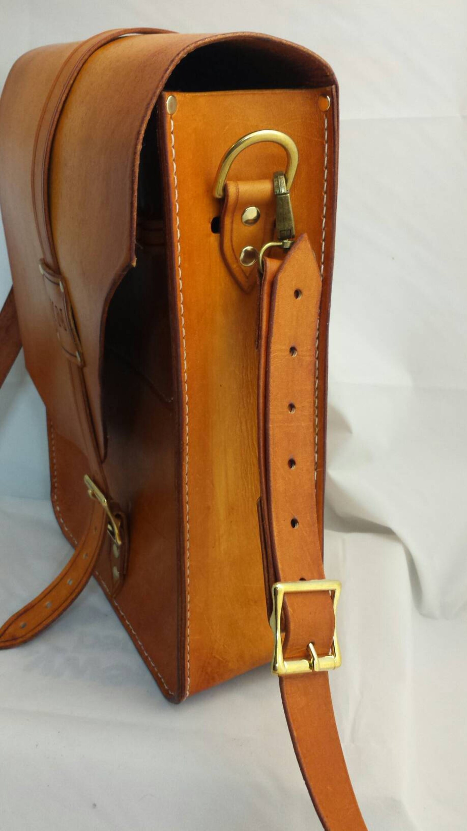 Custom Leather Vertical Messenger Bag Etsy