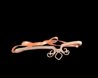 Rose Gold Rhinestone Elf Tiara: Delicate Wedding Headband