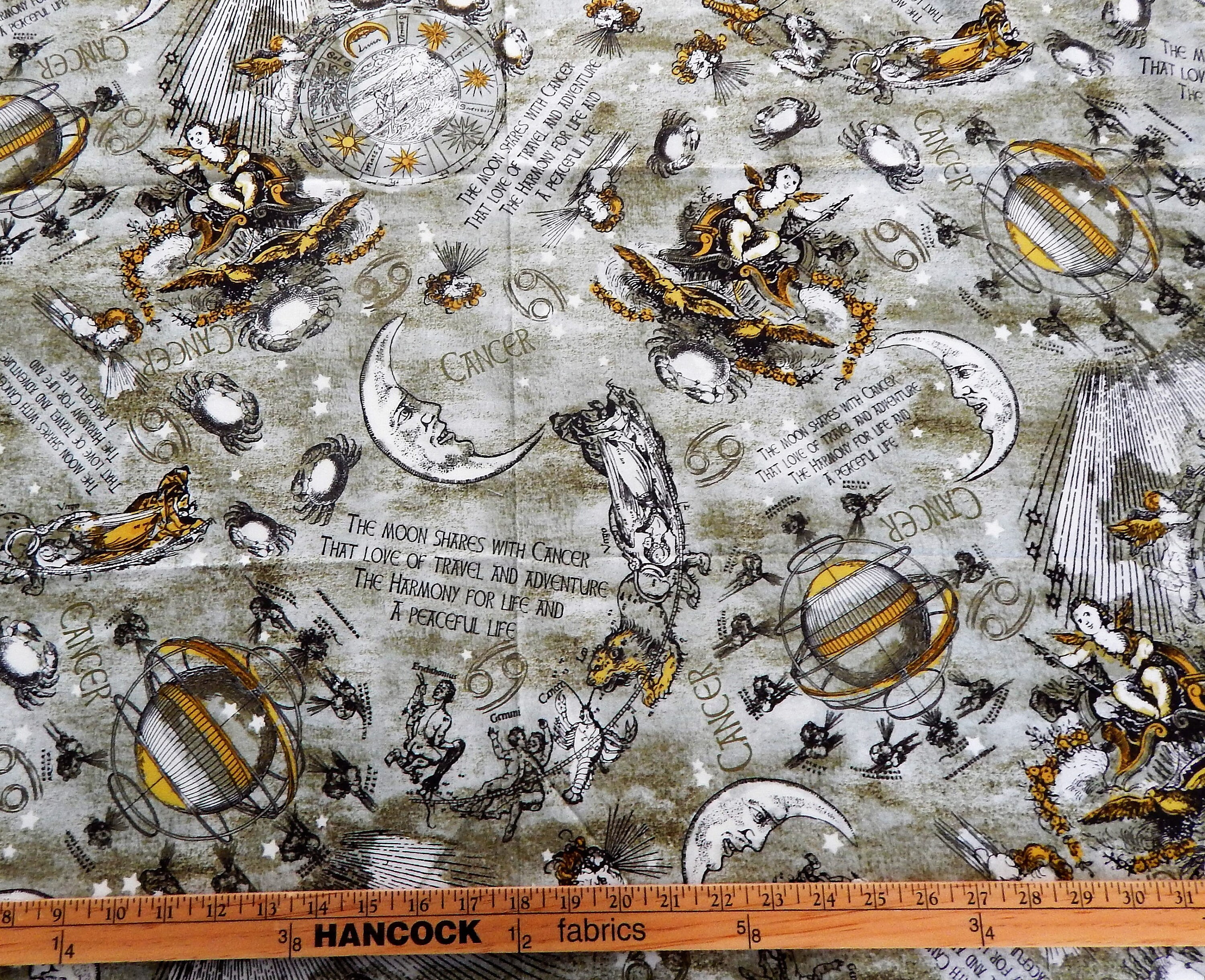 Zodiac Print Fabric Cancer New Dawn by Fabriquilt Inc. Etsy