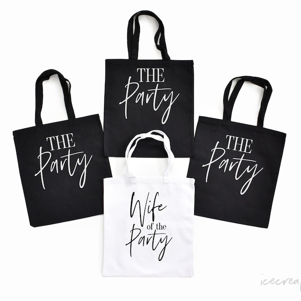 Wife of the Party Bachelorette tote bags, The party bridesmaid tote bags, bachelorette party favors, THEPTY-TOTE