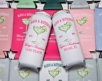 Margs and Matrimony Bachelorette Party Can Coolers - Personalized Bridal Drink Sleeves for a Fiesta - Customizable, Fun, and Stylish. MAM