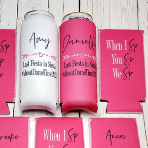 when i sip you sip we sip bachelorette party can coolers. Personalized with custom bachelorette party info. Bachelorette favors... ISIP