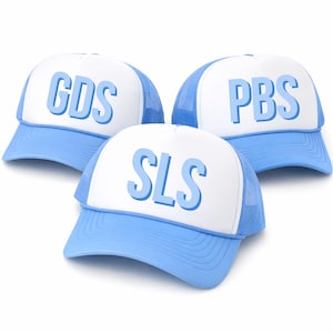 custom bachelorette party hats, monogrammed trucker hats, birthday party hats, personalized trucker hats - MONOG-HAT