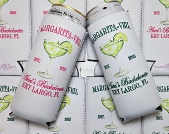 Enfriadores de latas Margarita-Veil para despedida de soltera: fundas personalizadas para bebidas de novia para una fiesta: personalizables, divertidas y con estilo. MVEIL
