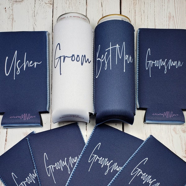 Groomsmen Proposal Slim Can Coolers, Groom, Best Man, Groomsman, Father of Groom, Father of Bride, Usher, Brew Crew... SWP-STOCK