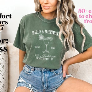 Margs and Matrimony Bachelorette Party Shirts - Personalized Bridal Shirts for a Fiesta - Customizable and Fun. 1717 Comfort Colors - MAM