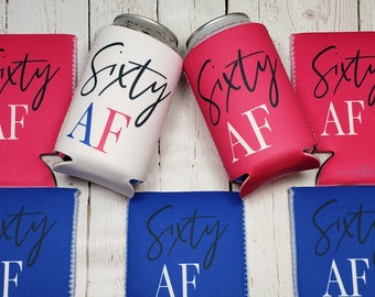 Sixty AF birthday party can cooler favors. 60th Birthday favors 60AF-STOCK