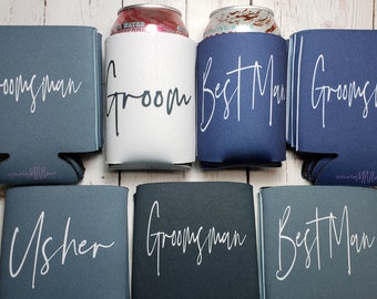 Groomsmen Proposal Foam Can Coolers, Groom, Best Man, Groomsman, Father of Groom, Father of Bride, Usher, Brew Crew... SWP-STOCK