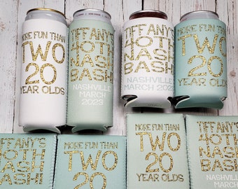 more fun than two twenty year olds / cheers and beers to 40 years / 40th birthday party favors / milestone birthday party can... 220-G