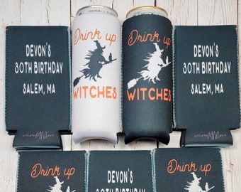 witches drink up witches can coolers | Halloween party gifts | Halloween favors... HALLO
