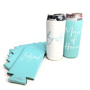 Bridesmaid Proposal Slim Can Coolers. Wedding favors. Bride, Bridesmaid, Maid of Honor, Matron Honor, Mother of Bride & Groom... SWP-STOCK