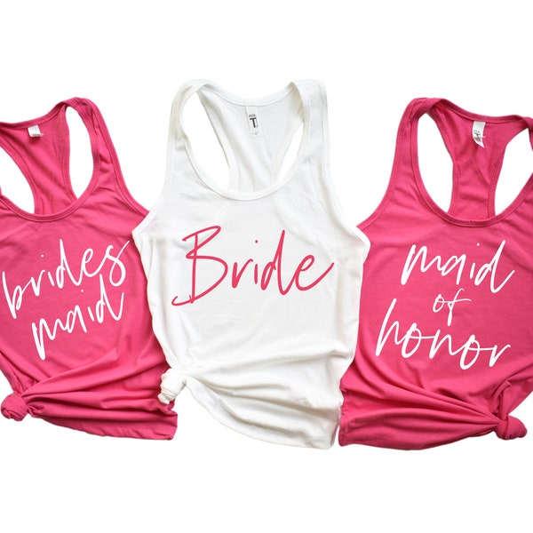 pink bridesmaid proposal tank tops matching bachelorette party tank tops bridesmaid proposal box shirts bride tank tops TITLE-RB