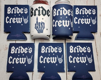 Brides Crew Rock and Roll bachelorette party can coolers - bachelorette party favors - Heavy Metal can coolers... BCDC-STOCK