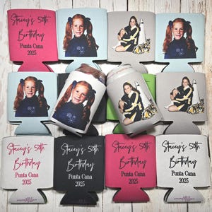 Custom Can Cooler with Photo & Text | Personalized Party Favor | 40th Birthday, Wedding, Graduation. Customizable Beer Sleeve... WHOLEB