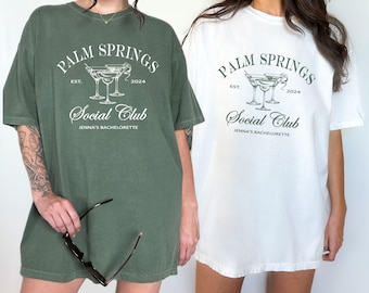 Palm Springs Social Club Bachelorette Party Shirts Luxury Bachelorette Party Shirts Custom Name and Location Bachelorette Shirts  - SCLUB