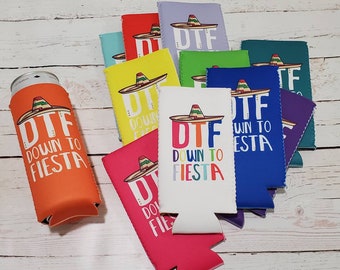DTF down to fiesta party favors slim coolers and standard neoprene and foam. final fiesta bachelorette. Mexico Favors... DTF-STOCK