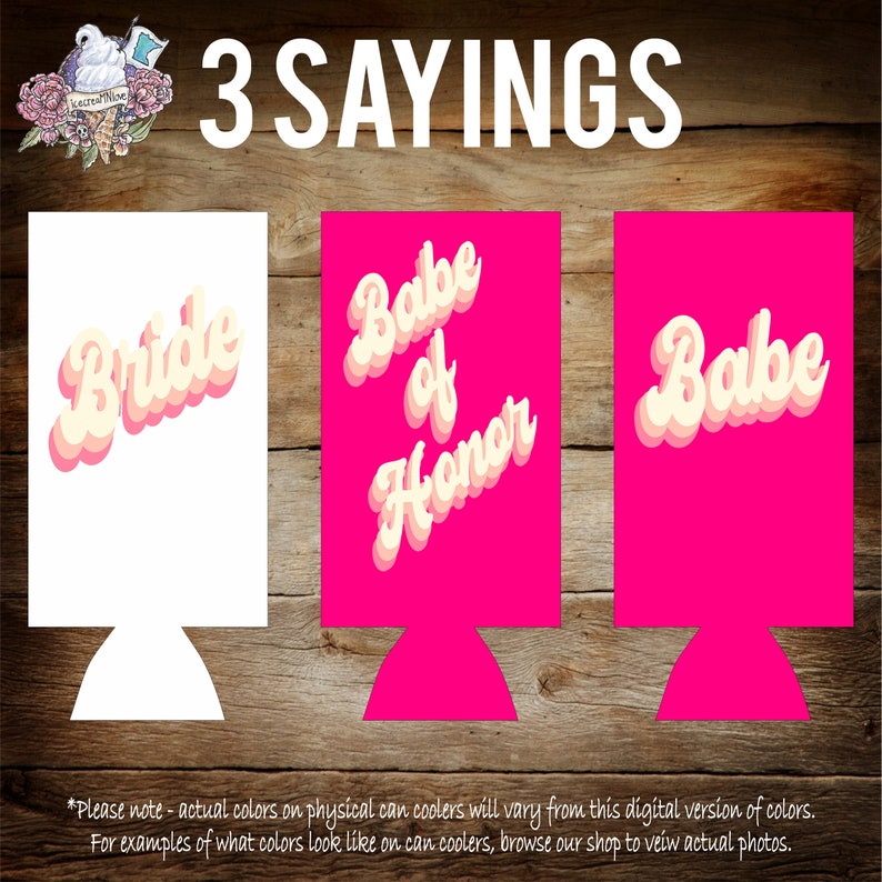 Retro Babe Proposal Slim Can Coolers Retro babe bridesmaid babe of honor and bride slim can coolers. 30 colors available... RETRO-STOCK image 6