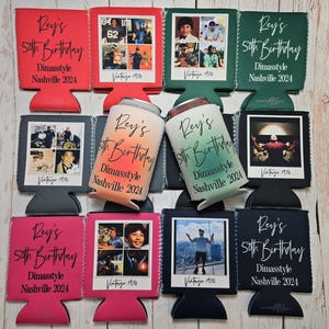 Peut inclure: Plusieurs pochettes isothermes personnalis&eacute;es et une canette, avec l'inscription "Rey's 50th Birthday, Dimasstyle Nashville 2024." Chaque article pr&eacute;sente une photo et le texte "Vintage 1974."