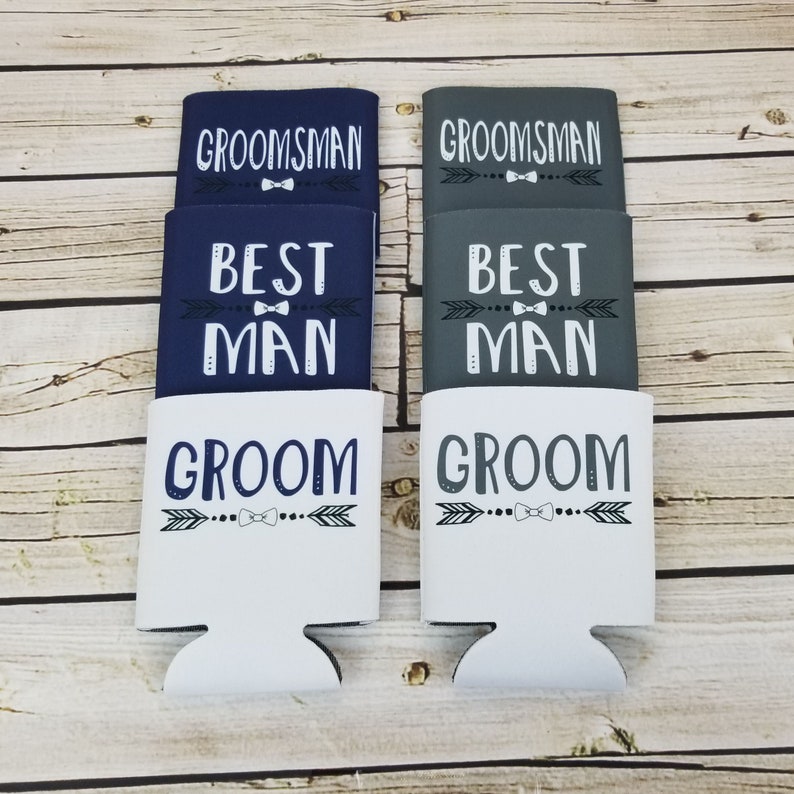 groomsmen proposal STOCK wedding party foam can coolers, wedding party gifts... GWP-STOCK image 1