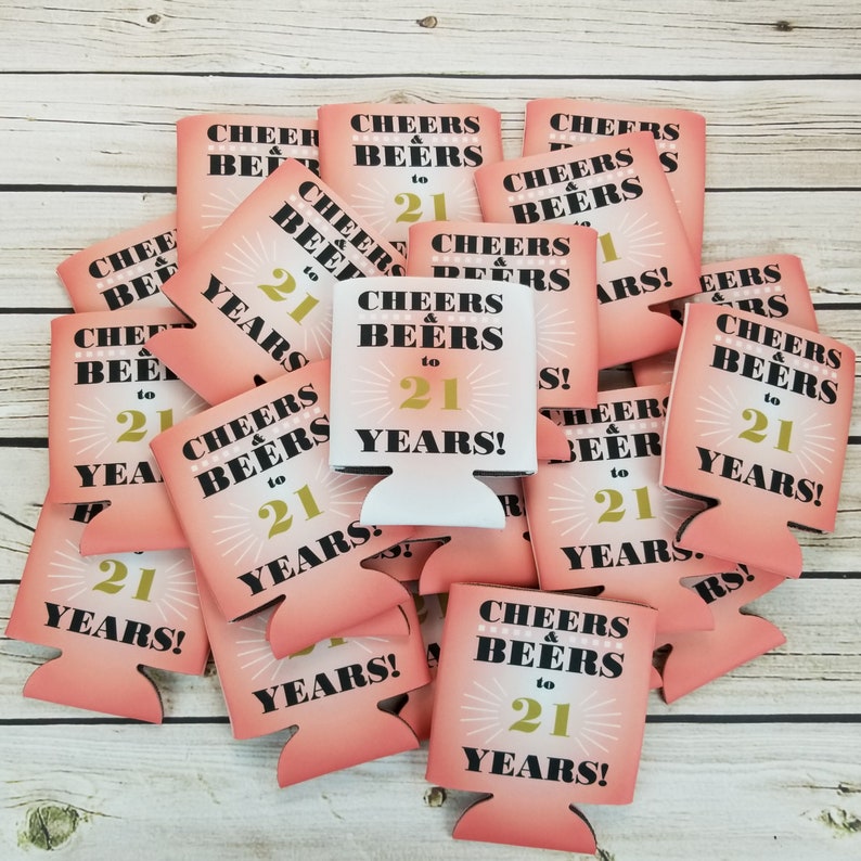 21st Birthday Party Can Coolers / Birthday Party Favors / Etsy