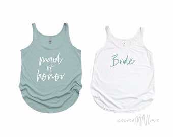 bachelorette party FLOWY tank tops maid of honor gift bachelorette party tank tops bridesmaid proposal tank tops TITLE-FT