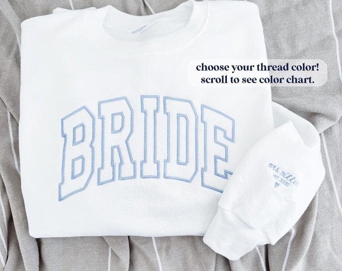 Beige & White Rhinestone 'Bride' Sweatshirt main image 0