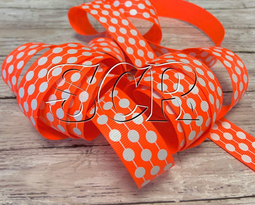 White Dot Line Print Ribbon, USD Grosgrain Ribbon, Halloween Ribbon