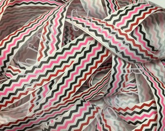 Pink Red Black Chevron Ribbon, US designed RTS, High Quality Ribbon, chevron ribbon, OTT hair bow ribbon, sewing crafts scrapbook, filler