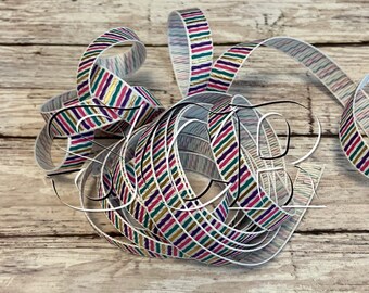 Gold Metallic Stripe, White Grosgrain, 3/8 Inch Ribbon, Ribbon by the Yard, Pink Stripe, Purple Stripe, Striped Ribbon, High Quality Ribbon