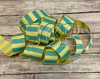 Glitter Wonky Stripe, Tropic Wonky Stripe, Yellow Wonky Stripe, Ribbon by the Yard, 7/8 Inch Ribbon, Hair Bow Ribbon, Baby Shower Ribbon