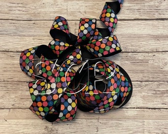 Glitter Confetti Dot, Black Grosgrain, Multi-Color Dot Print, 7/8 Inch Ribbon, Ribbon by the Yard, Glitter Ribbon, USD Grosgrain, DIY Crafts