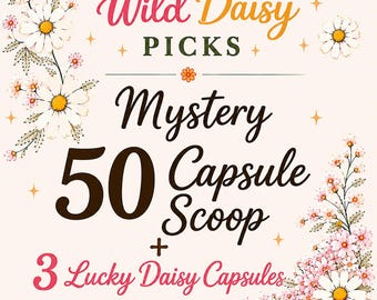 50 Capsule Mystery Scoop, Wild Daisy Picks Capsule Pull, Mystery Scoop, Bookish Journaling, Home and Handy Items, Relaxation Self Care Items