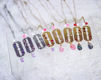 Collier Razor Blade Yamikawaii / Kawaii Sweet Lolita Gurokawaii Harajuku Jfashion Goth Punk