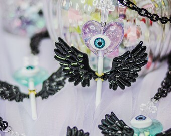 Dark Lollipop Angel Kawaii Necklace / Yamikawaii Harajuku Yumekawaii Jfashion Pastel Goth Lolita