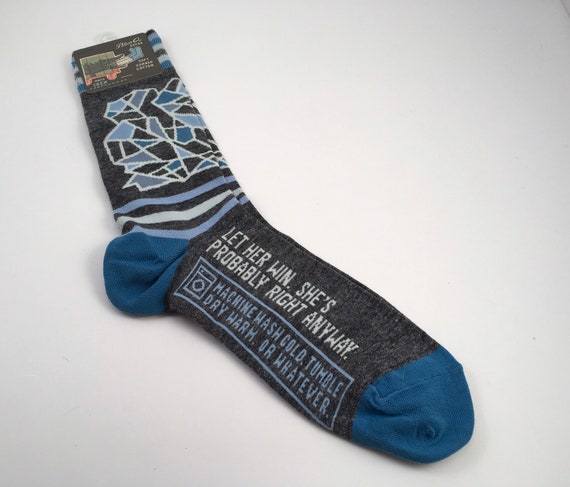 Blue Q Brand Humorous Mens Socks Let Her Win She S Etsy