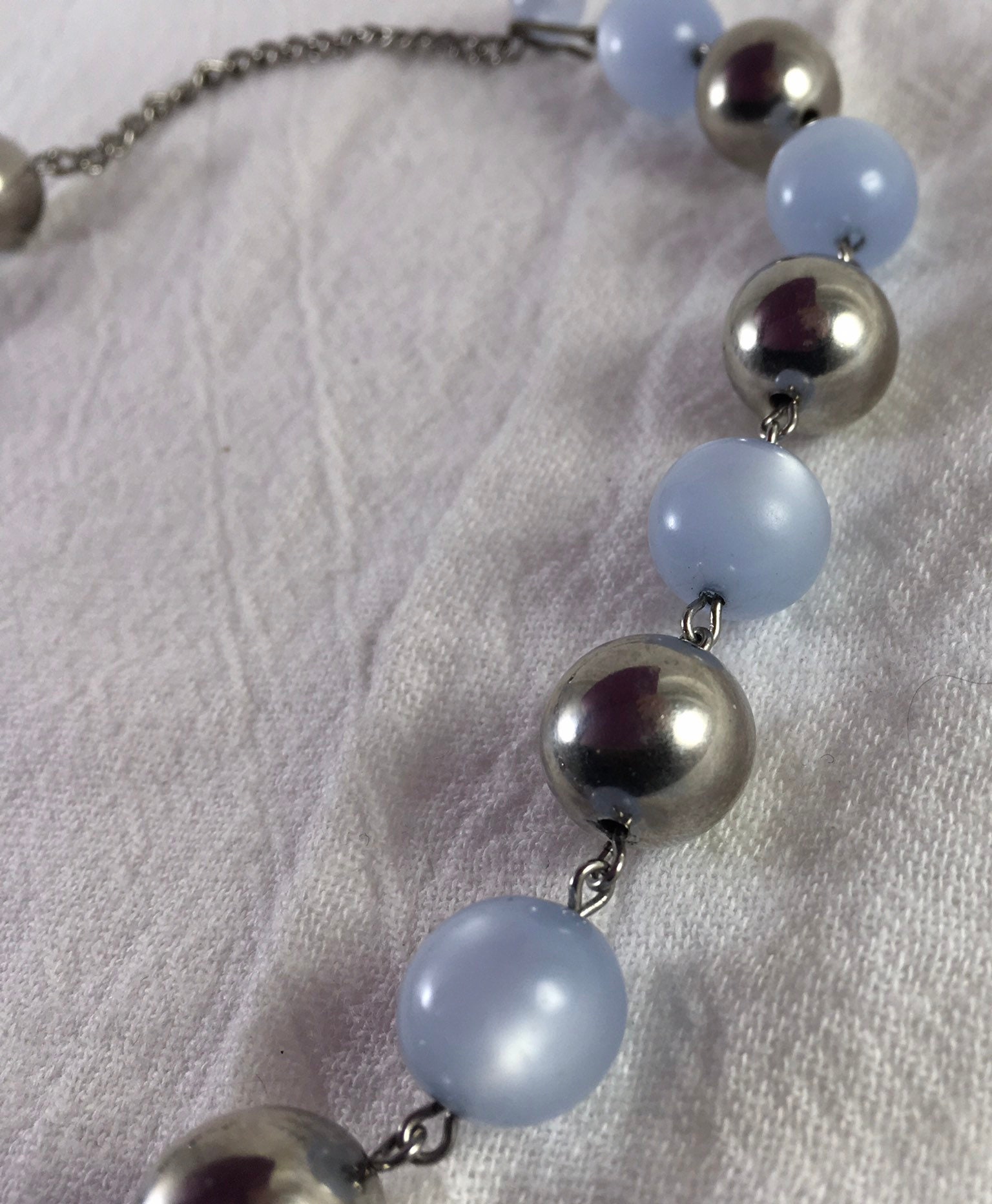 Elegant Light Blue Moonglow Thermoset and Silver Beads Choker Etsy UK