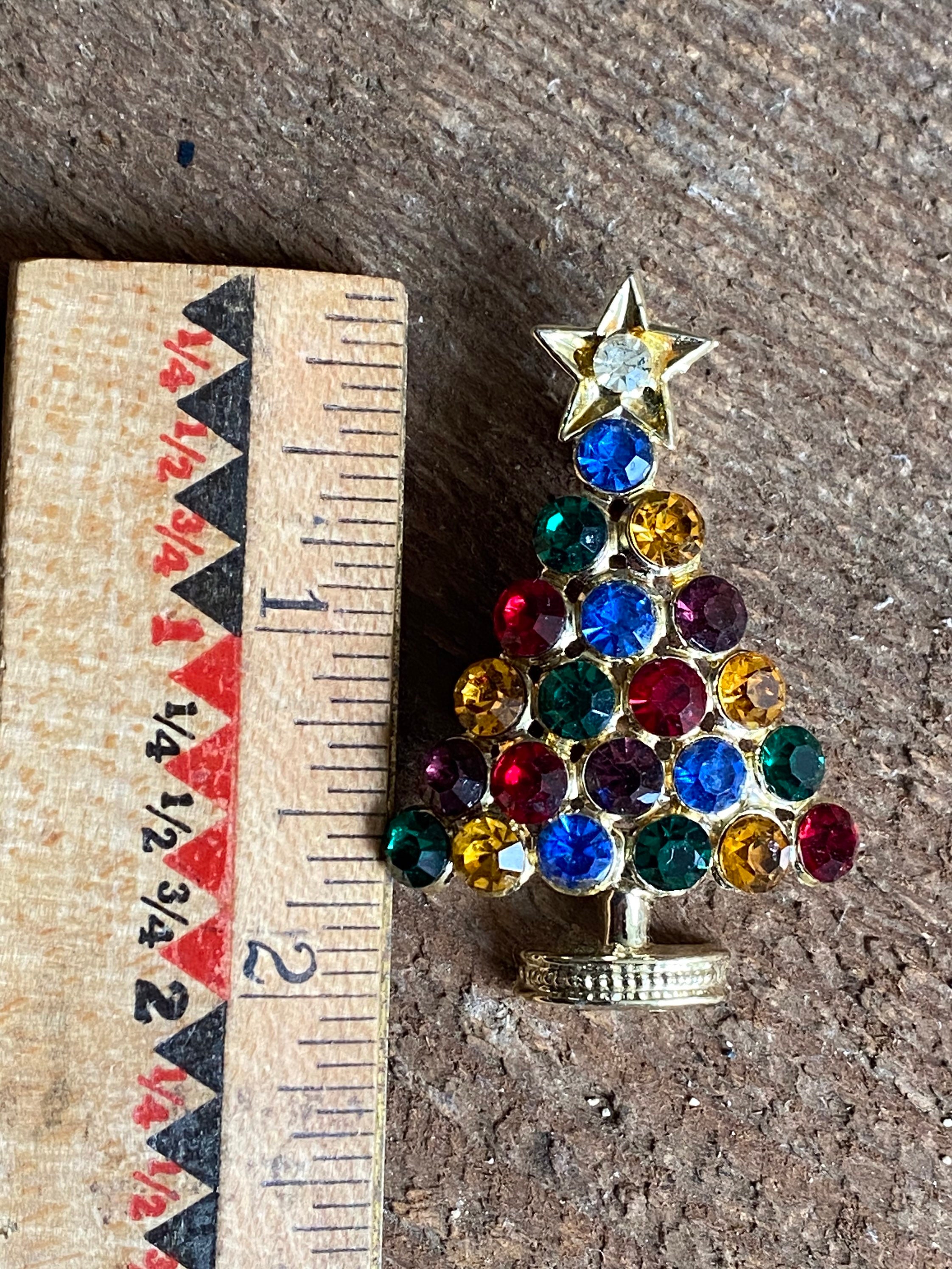 Beautiful Vintage Christmas Tree Brooch With Sparkly Etsy UK
