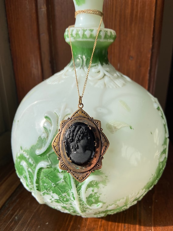 Marvelous Cameo Victorian Revival Locket, Mourning