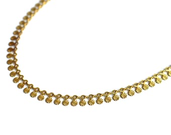 Raw Brass Boho Choker Necklace // Tiny Sun Charm Detail // Layering Necklace // Gold toned // Tag Chain
