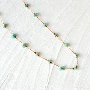 Natural Gemstone Chip Satellite Necklace, Layering Necklace, Raw Brass Gold Toned, Red Garnet, ,mixed Stone, Dalmatian Jasper, Amazonite Amazonite
