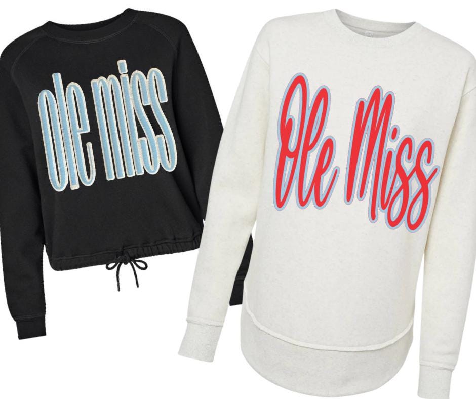Crew Neck Light Blue Ole Miss Sweatshirt Ole Miss Light Blue