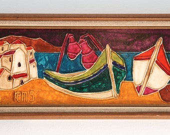 ORIGINAL GEMÄLDE - Fischerboote am Strand