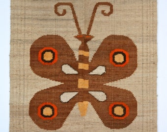 Mid-Century Hand Woven PERUVIAN BUTTERFLY TAPESTRY - Price Reduced!