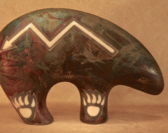 RAKU FIRED BEAR Sculpture by Jeremy Diller