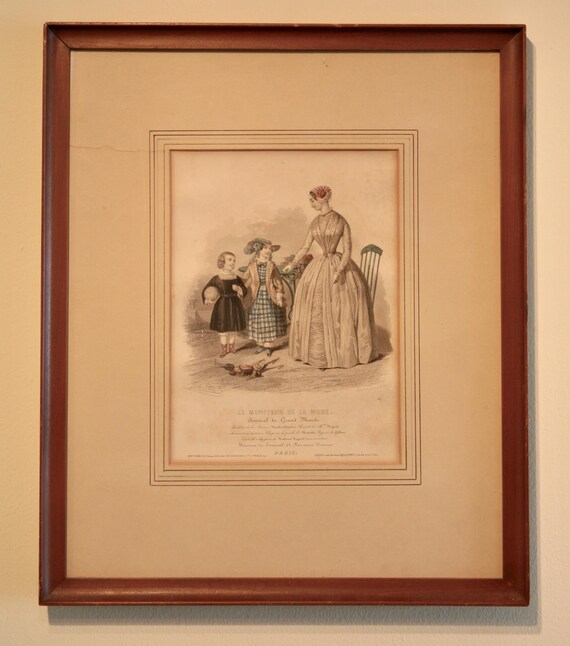 Hand Colored FASHION PLATE From Le Moniteur De La Mode (1840's to