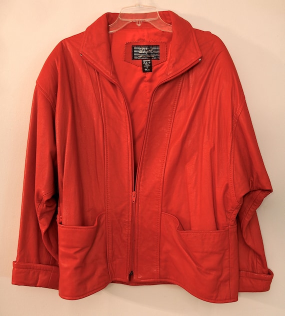 RED LEATHER JACKET - Ladies