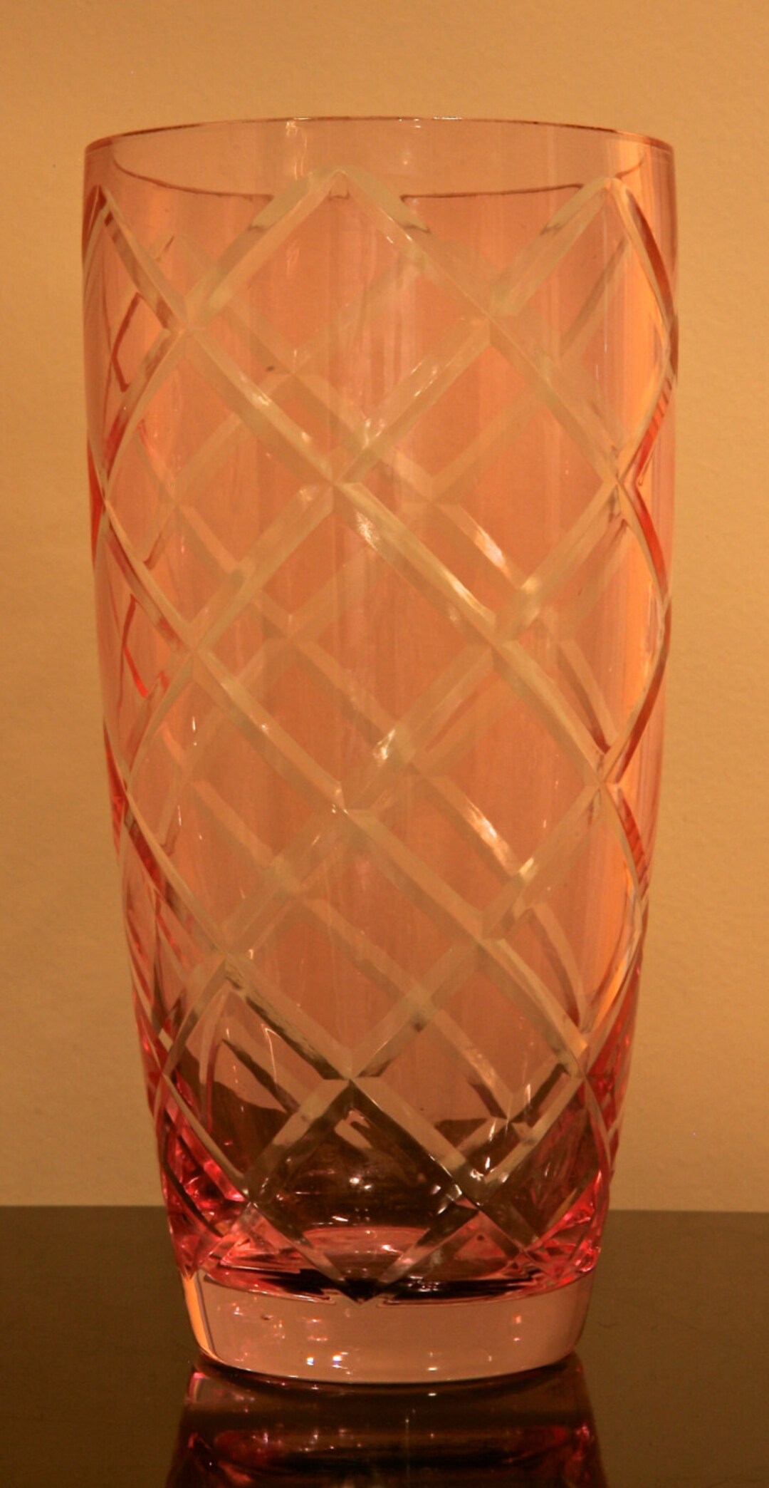 PINK Cut Glass Vase Etsy