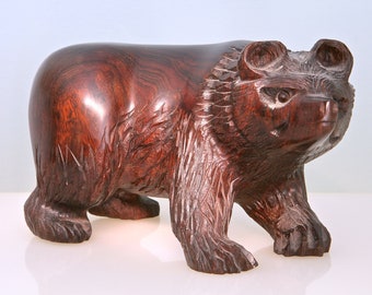 WOODEN BEAR SCULPTURE